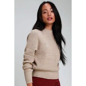 Free People Too Good Mock Neck Dolman Sleeve Ribbed Cotton Pullover Sweater XS